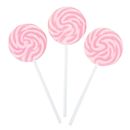 PINK SWIRL LOLLIPOPS - 24 CANDY SUCKERS INDIVIDUALLY WRAPPED - LARGE 2 INCH POPS - CANDY BUFFET