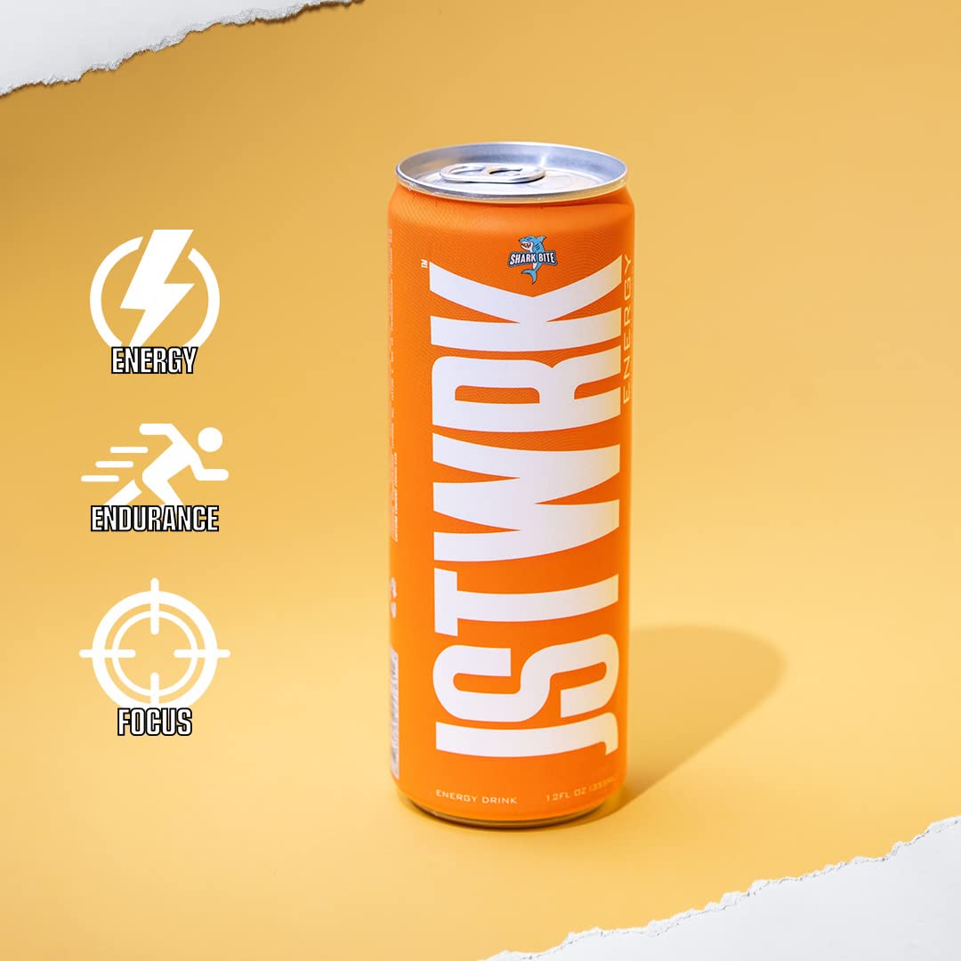 Jst Wrk Energy Drink - 12-Pack, Sugar Free, Zero Calories, No Sugar  S, 12 Fl Oz., 200 Milligrams Caffeine (Shark Bite)
