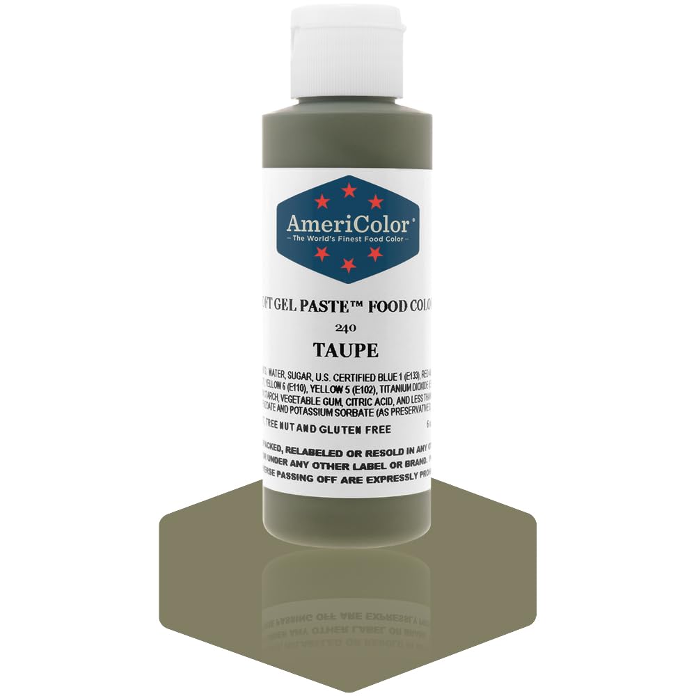 AmeriColor, Taupe, 4.5 Ounce Bottle, Soft Gel Paste Food Color
