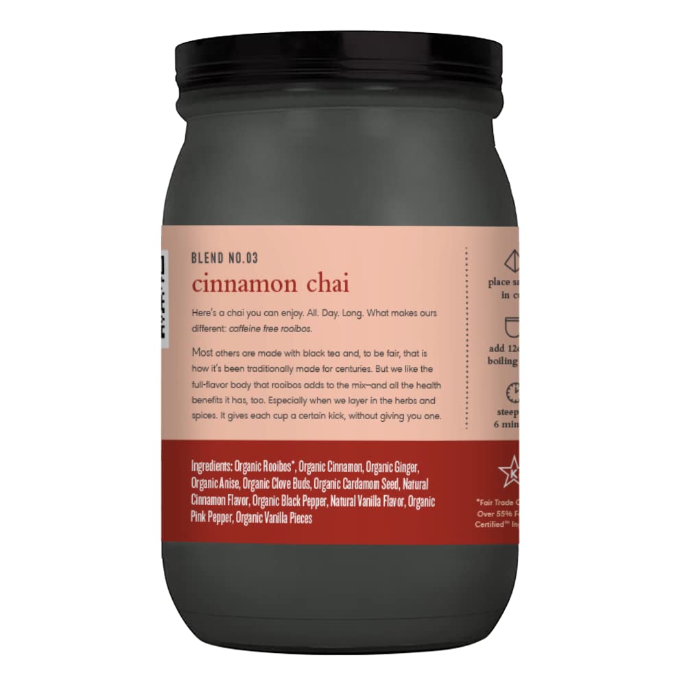 Paromi Cinnamon Chai Rooibos Organic Tea, Signature Jar, 15 Count