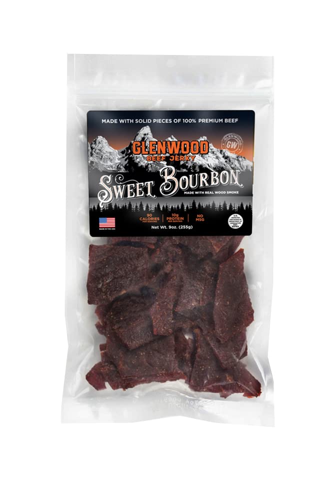 Glenwood Beef Jerky Sweet Flavor Blend Jerky  9 Ounce Bulk Meat Snacks- Naturally Wood Rich Flavor  No Msg  Made In The Usa