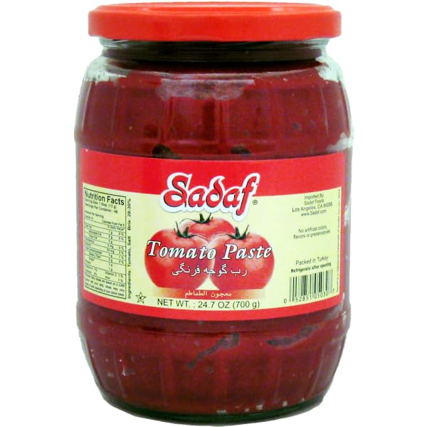 Sadaf Tomato Paste in jar - Tomato paste no sugar added - All-natural tomato sauce - Keto Friendly, Kosher, no artificial colors
