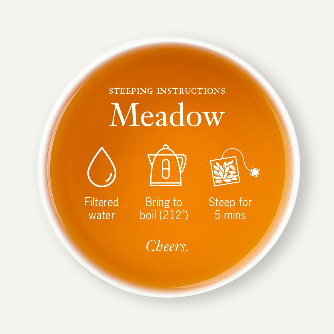 Steven Smith Teamaker Meadow No. 67, Chamomile, Rooibos, Hyssop & Rose Petals, Herbal Tea Blend, Caffeine-Free, Sugar-Free, Sustainably Grown, Tea Bags, 15 Sachets, 0.85Oz Each