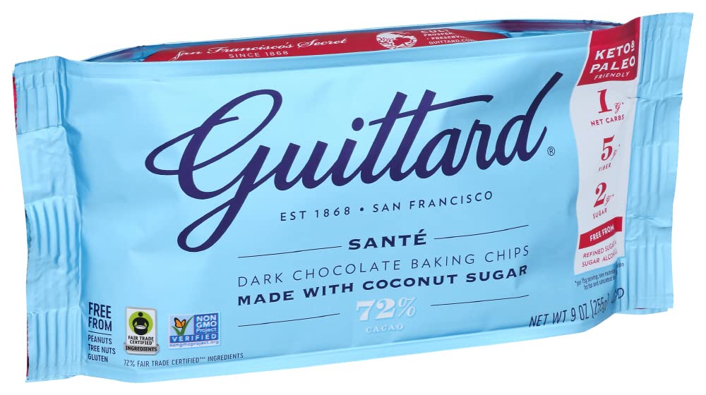 GUITTARD 72% Sante Dark Chocolate Baking Chips, 9 OZ