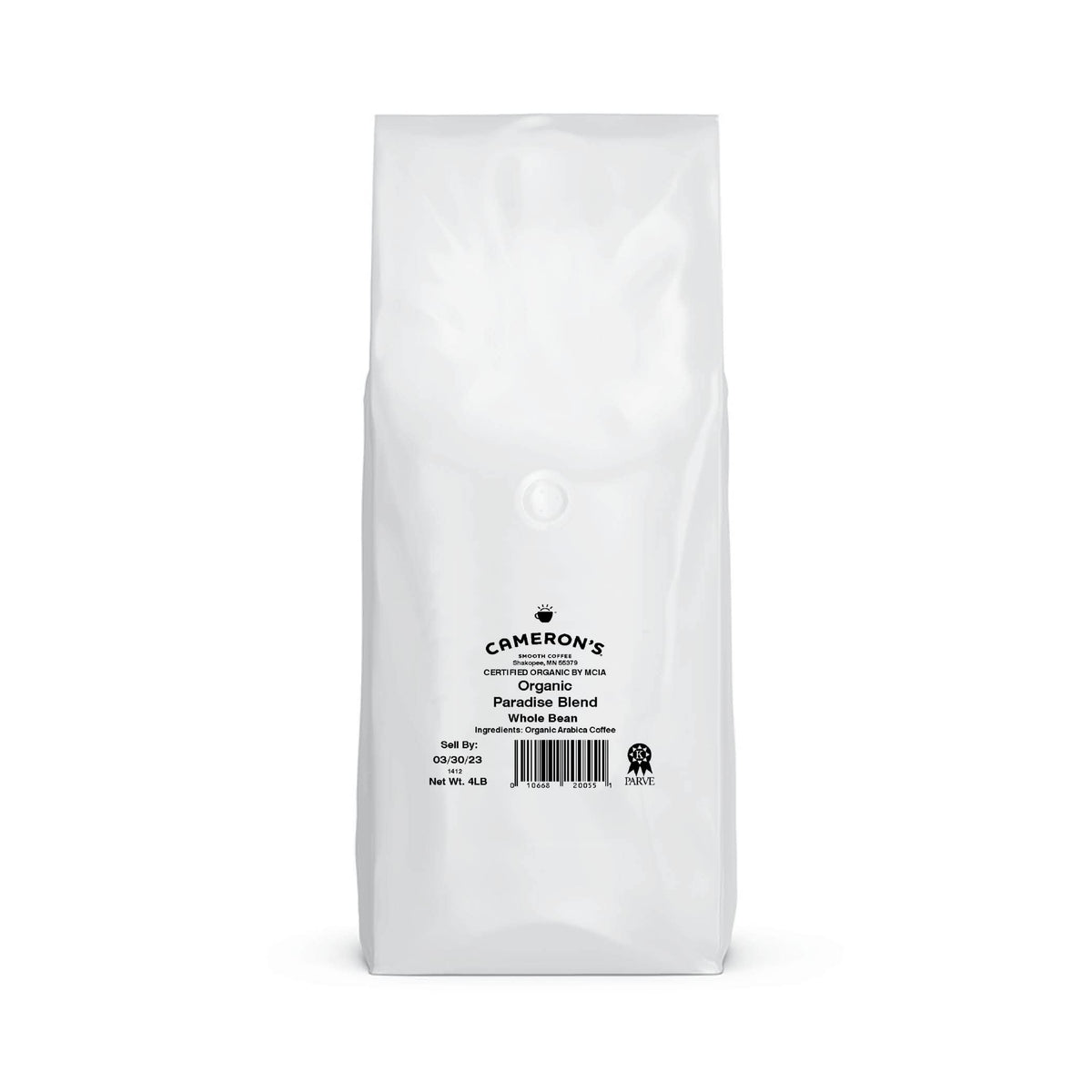 Camerons Coffee Roasted Whole Bean Coffee, Organic Paradise Blend, 4 Pound