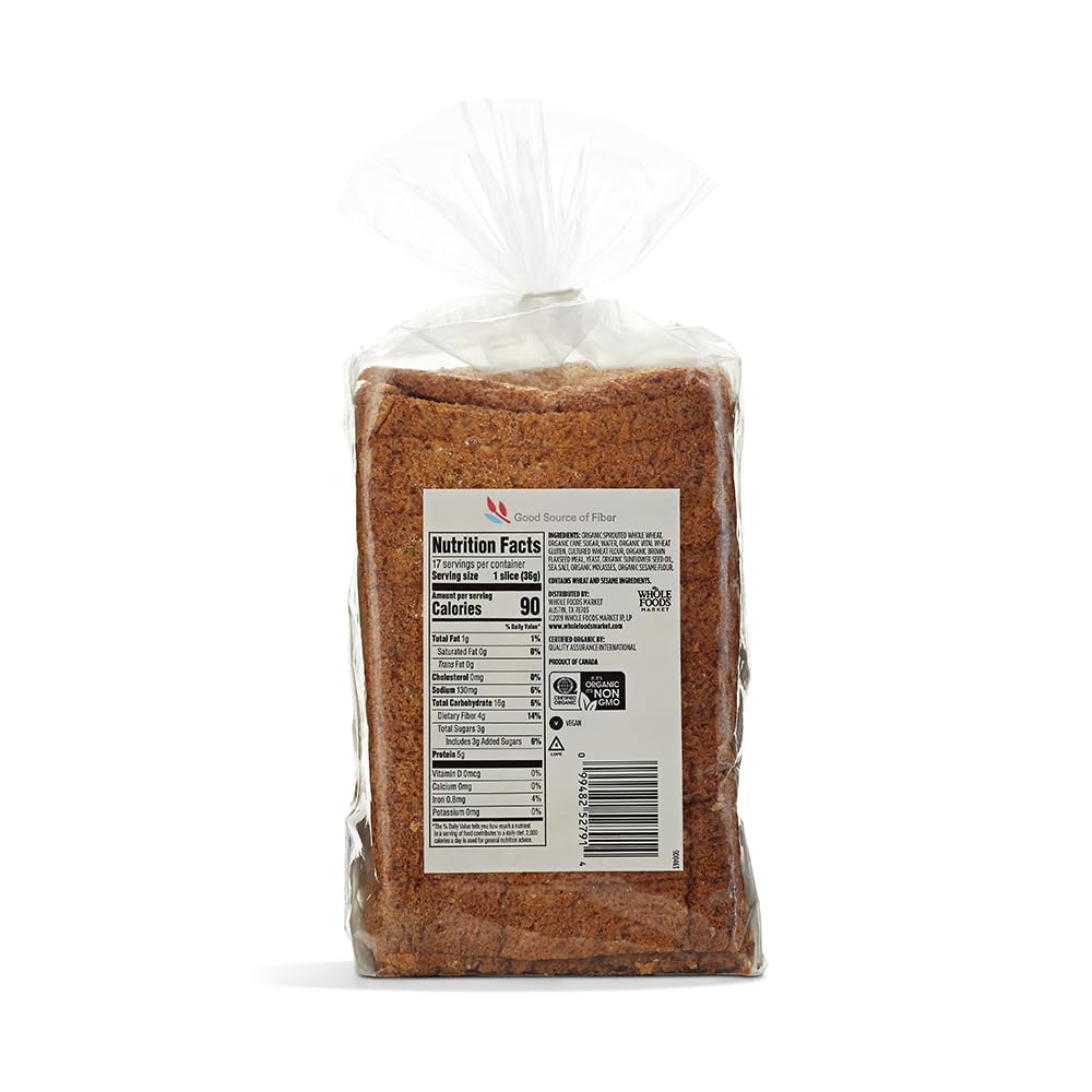 365 By Whole Foods Market, Organic Sprouted Whole Wheat Sandwich Bread, 22 Ounce