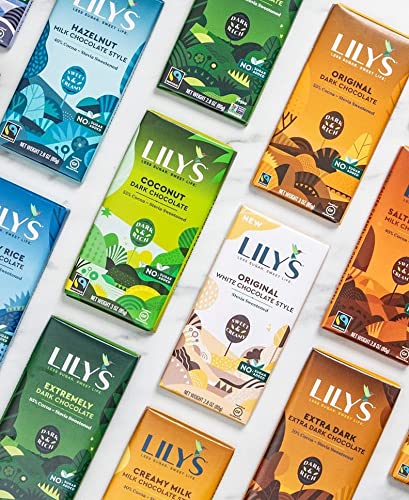 Lily's Extremely Dark Chocolate Bar, 85% Cocoa, Stevia Sweetened, No Added Sugar, Keto Friendly, 2.8 oz, 4-Pack, Gluten-Free, Non-GMO
