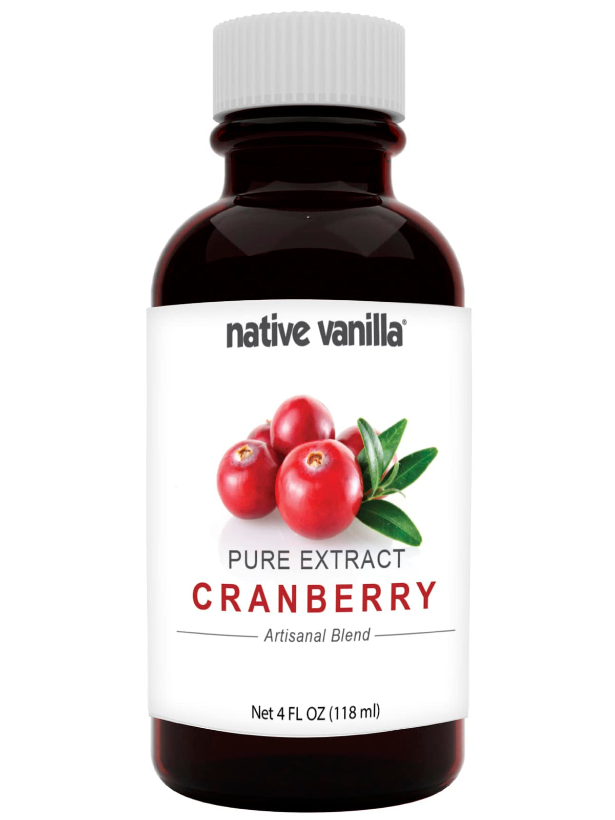 Native Vanilla Pure Cranberry Extract - 4 Fl Oz - Ideal for Cooking, Baking, and Dessert Crafting