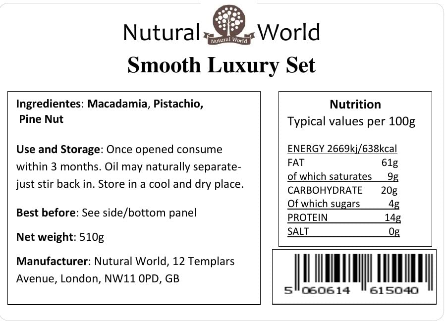 Nutural World Nut Butter Collection Set of 3 - Pistachio, Macadamia, Pine Nuts - 6 Oz (170g) - Pack of 1