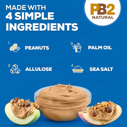 Pb2 Natural Creamy Peanut Butter | All Natural Peanut Butter Spread, No Stir, Healthy, Naturally Sweetened With Zero Added Sugar, Certified Gluten Free, Vegan (1-Pound Jar, Pack Of 2)