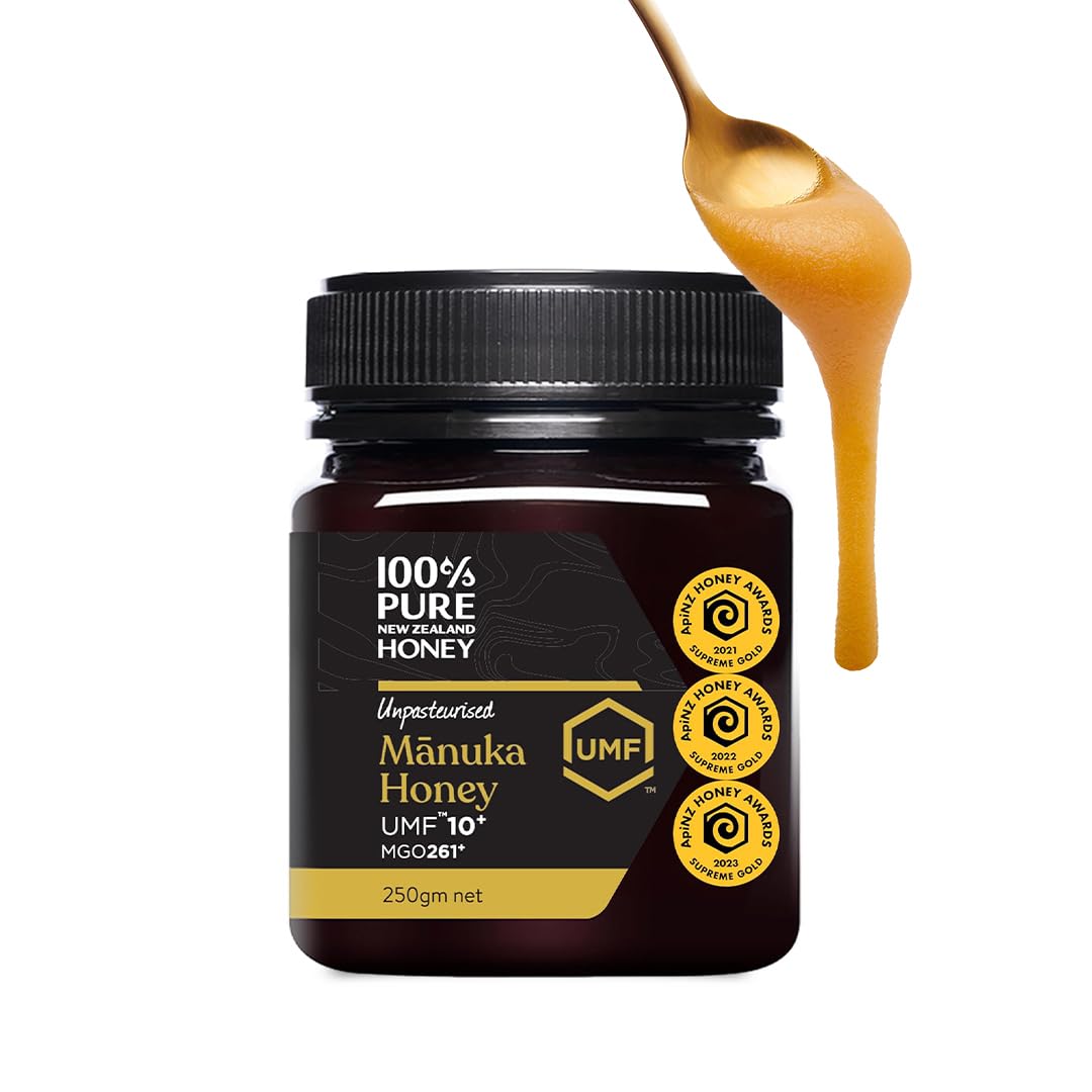 Manuka Honey New Zealand - Certified UMF 10+ (MGO 261+) 100% Pure New Zealand Manuka Honey, Raw Manuka Honey, 8.8 Oz (250g)
