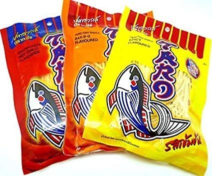 Taro Fish Snack BBQ & Hot Chili, High Protein, No Fat, 3 Pack (30g each)