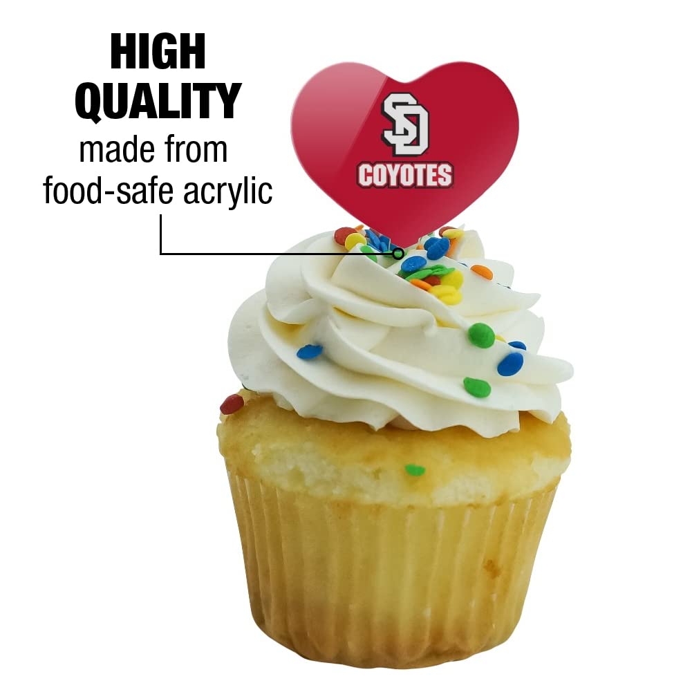 GRAPHICS & MORE Cupcake Picks Set of 6 - Acrylic Heart Decorations for South Dakota State University, One Size