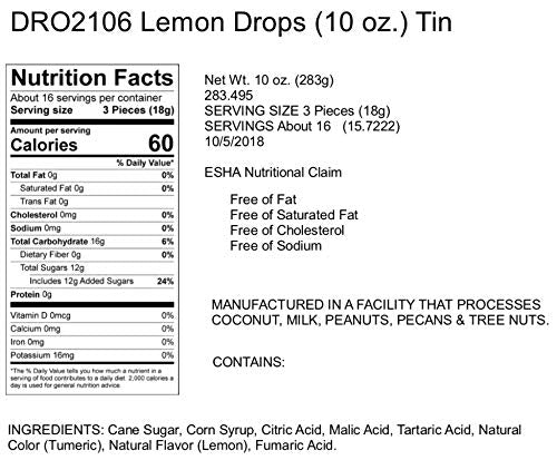 H Nd’S Candies - Old Fashioned Lemon Drops - 2-10 Ounce Tins, Natural Lemon, Handmade In Small Batches And Frosted In Sugar, Handcrafted In The Usa