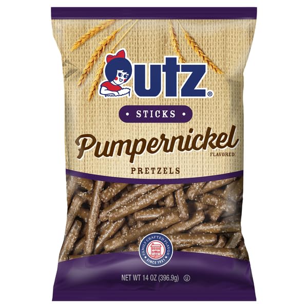 Utz Pumpernickel Pretzel Sticks, Protein Source, 14oz (Pack of 3)
