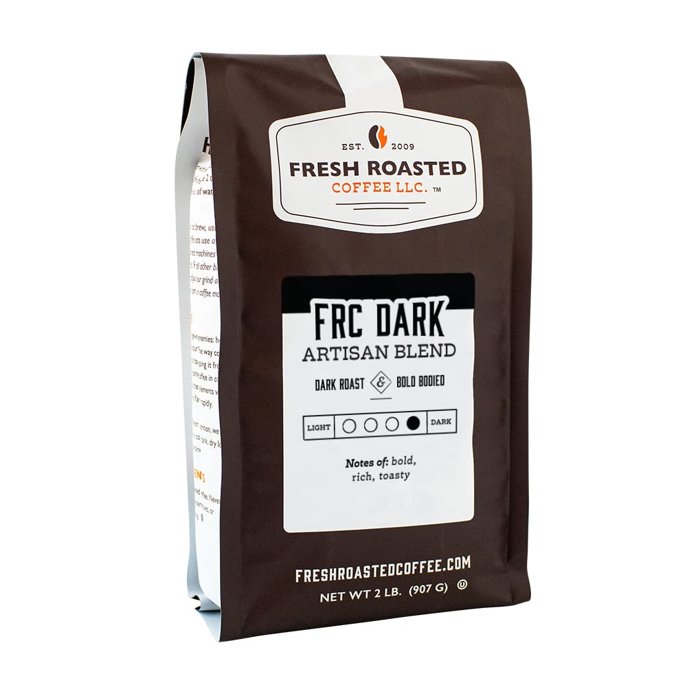 Fresh Roasted Coffee, Frc Dark Roast Blend, 2 Lb (32 Oz), Kosher, Whole Bean