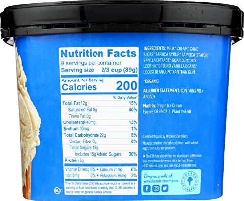 Aldens, Organic Vanilla Bean Ice Cream, 48 oz (Frozen)