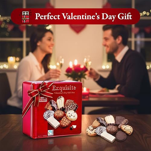 Lambertz European Holiday Cookie Tin – 92 Cookies, 10 Varieties – Ready To Serve And Gift-Ready For Christmas And Office Sharing – 26 Ounces