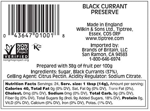 Tiptree Black Currant Preserve, 12 Ounce Jars (Pack Of 6)