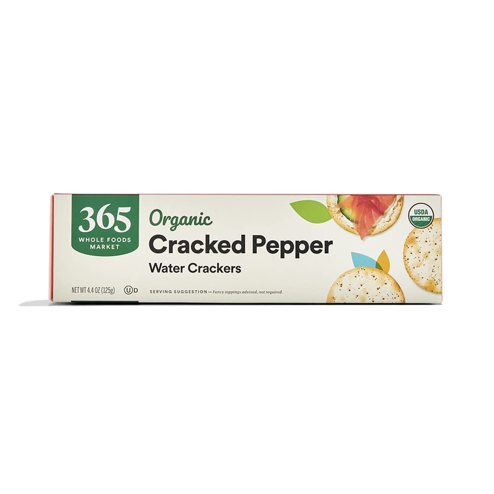 365 by Whole Foods Market Organic Cracked Pepper Water Crackers, 4.4 Ounce, Pack of 1