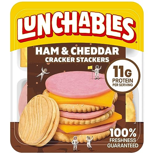 Lunchables Ham & Cheddar Cheese Cracker Stackers Kid Lunch Snack, 3.5 Oz Tray
