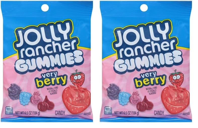 JOLLY RANCHER Gummies Very Berry Fruit Flavored Candy Bag, 6.5 oz (Pack of 2)