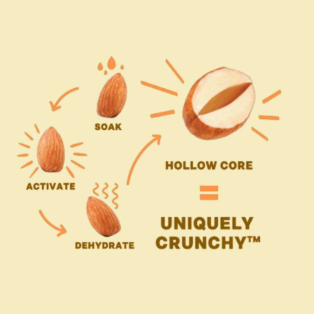 Daily Crunch, Turmeric and Sea Salt Sprouted Almonds, Minis (1.5oz, Pack of 8) - Savory Spices, Sea Salt and Turmeric, Sprouted