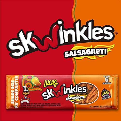 Lucas Salsagheti Mango Flavored Hot Candy Strips And Tamarind Flavored Sauce, King Size 2.4 Oz - 6 Pieces Pack For Treats, Snack