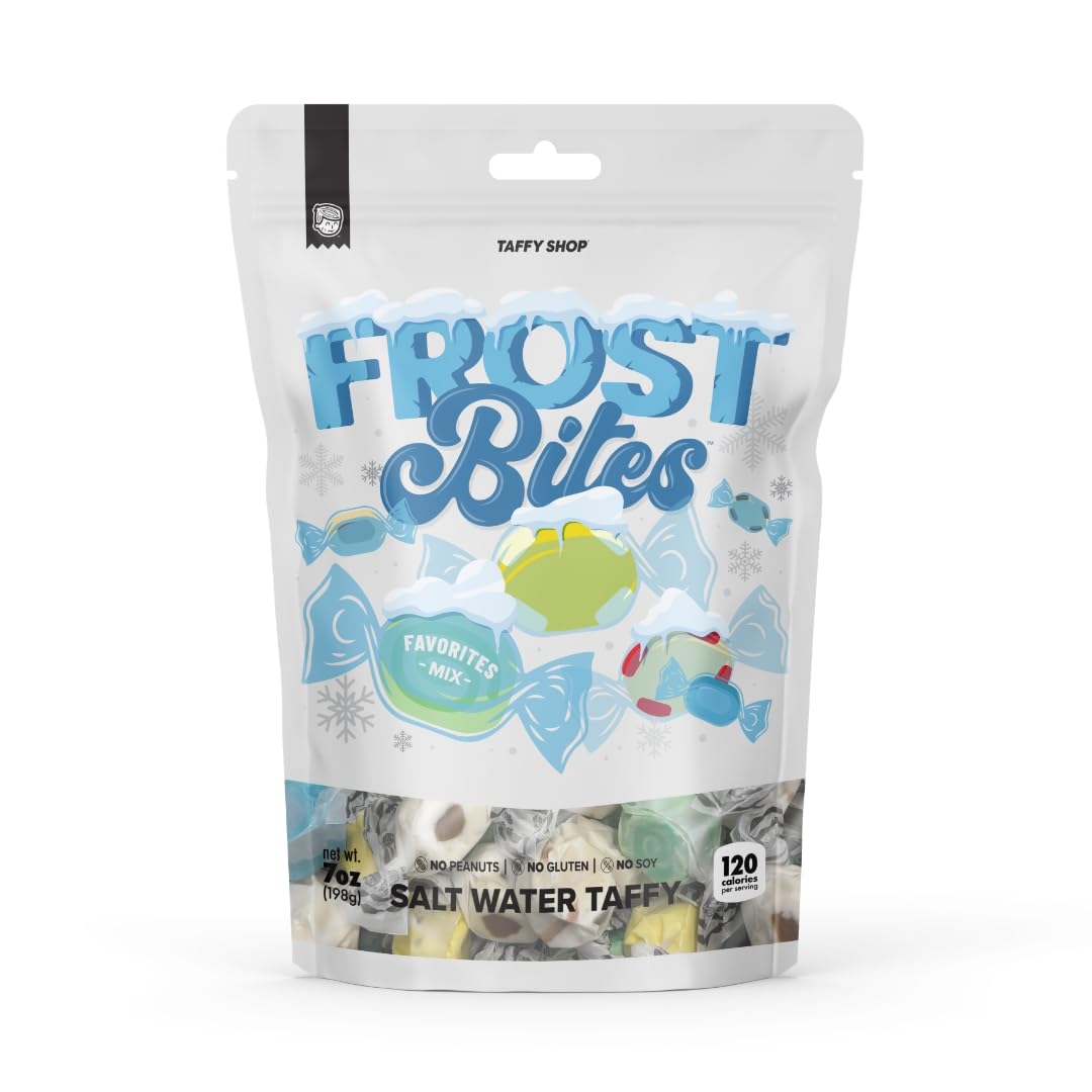 Taffy Shop Frost Bites Favorites Mix, Salt Water Taffy - Gourmet Soft Chewy Candy, Bulk Sweet Snack, Fresh Gift & Gluten-Free, 3