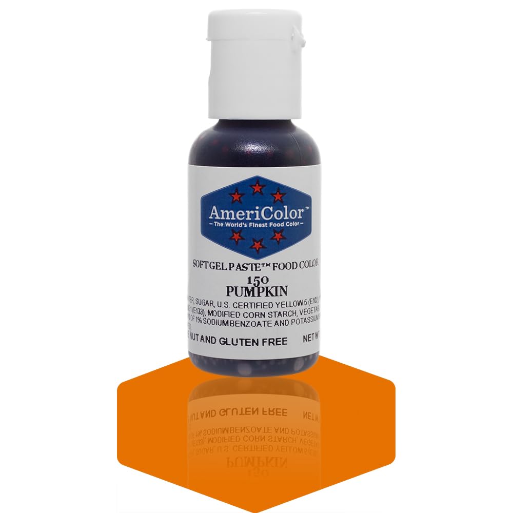 Americolor, Pumpkin, 0.75 Ounce Bottle, Soft Gel Paste Food Color