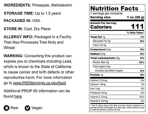 Food To Live - Pineapple Powder, 12 Ounces - Made From Raw Dried Fruit, Unsulfured, Vegan, Bulk, Great For Baking, Juices, Smoot