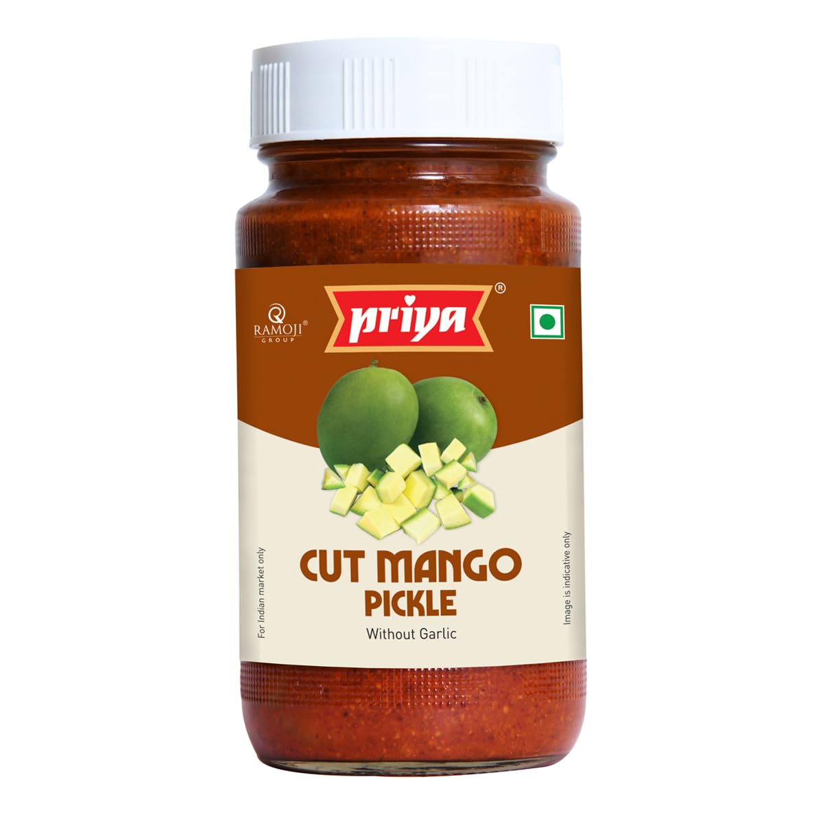 Priya Cut Mango Pickle Without Garlic, 300G - Authentic Telugu Style Aam Achar |Traditional South Indian Taste| Homemade Andhra 