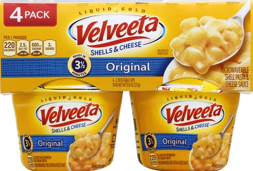 Velveeta Shells & Cheese Original Microwavable Macaroni and Cheese Cups (4 ct Pack, 2.39 oz Cups) (Pack of 4)
