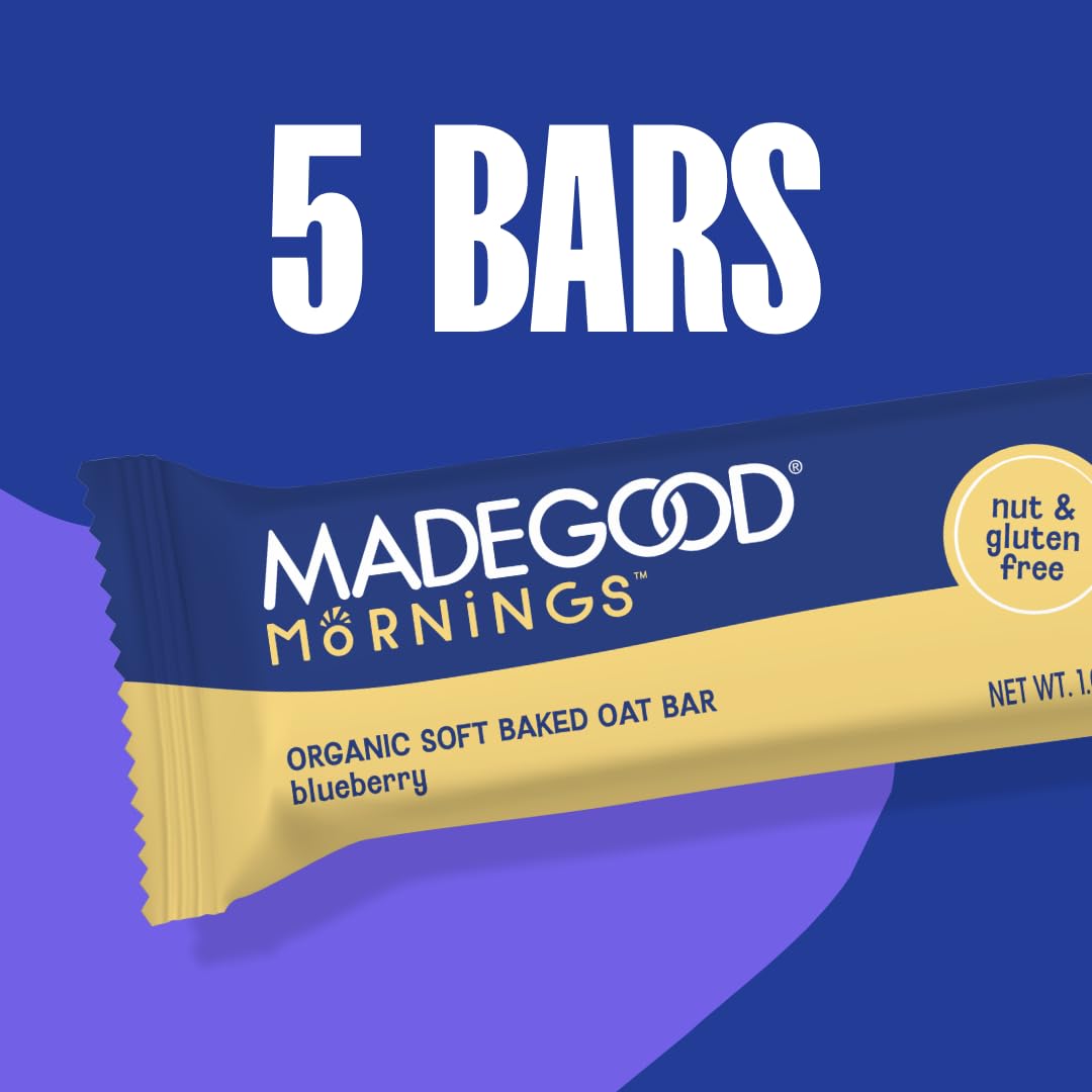 MadeGood Morning Blueberry Bars, 5ct/4.25oz, Organic Snacks