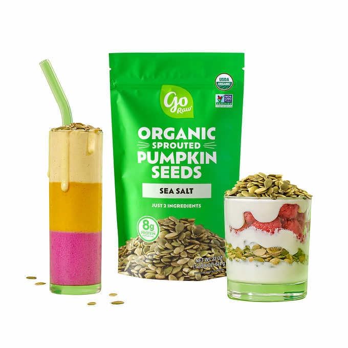 (2 Bags) Sprouted Organic Pumpkin Seeds With Sea Salt, 22 Ounce, 1.4 Lbs
