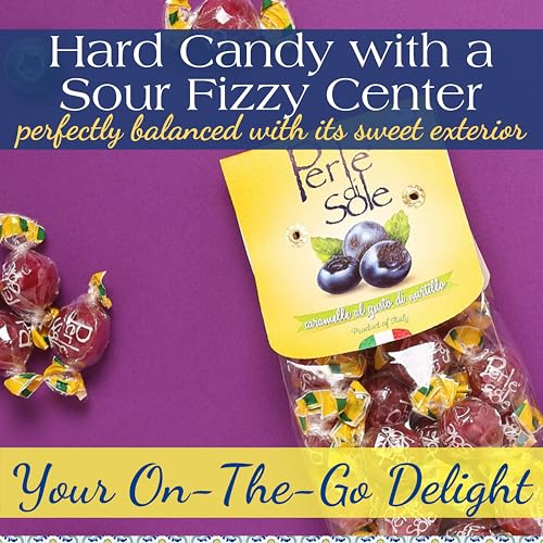 Perle di Sole Blueberry Drops — Fizzy Filled Italian Hard Candy