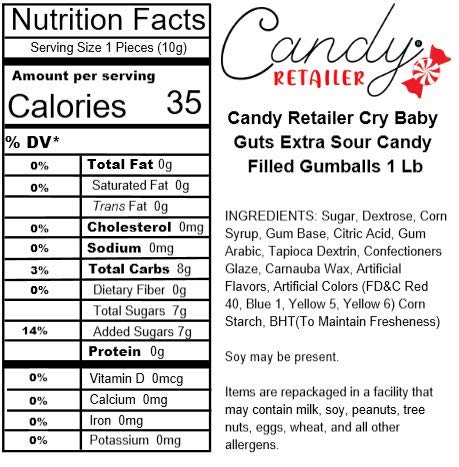 Candy Retailer Guts Extra Sour Candy Filled Gumballs 1 Lb