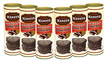 Mandy s Cookie Thins  Dark Chocolate Flavor  4.6 Oz  Pack of 6  42 Cookies  Light & Crispy  Made with Real Chocolate  Halal
