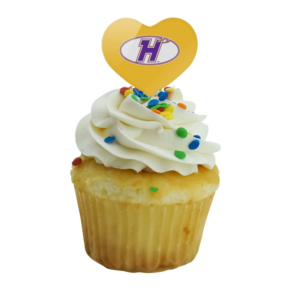 GRAPHICS & MORE Cupcake Picks Set of 6, Acrylic, Hunter College Heart Design, Model CUPT.HRT.ACR.6PK.CLCHUN500B