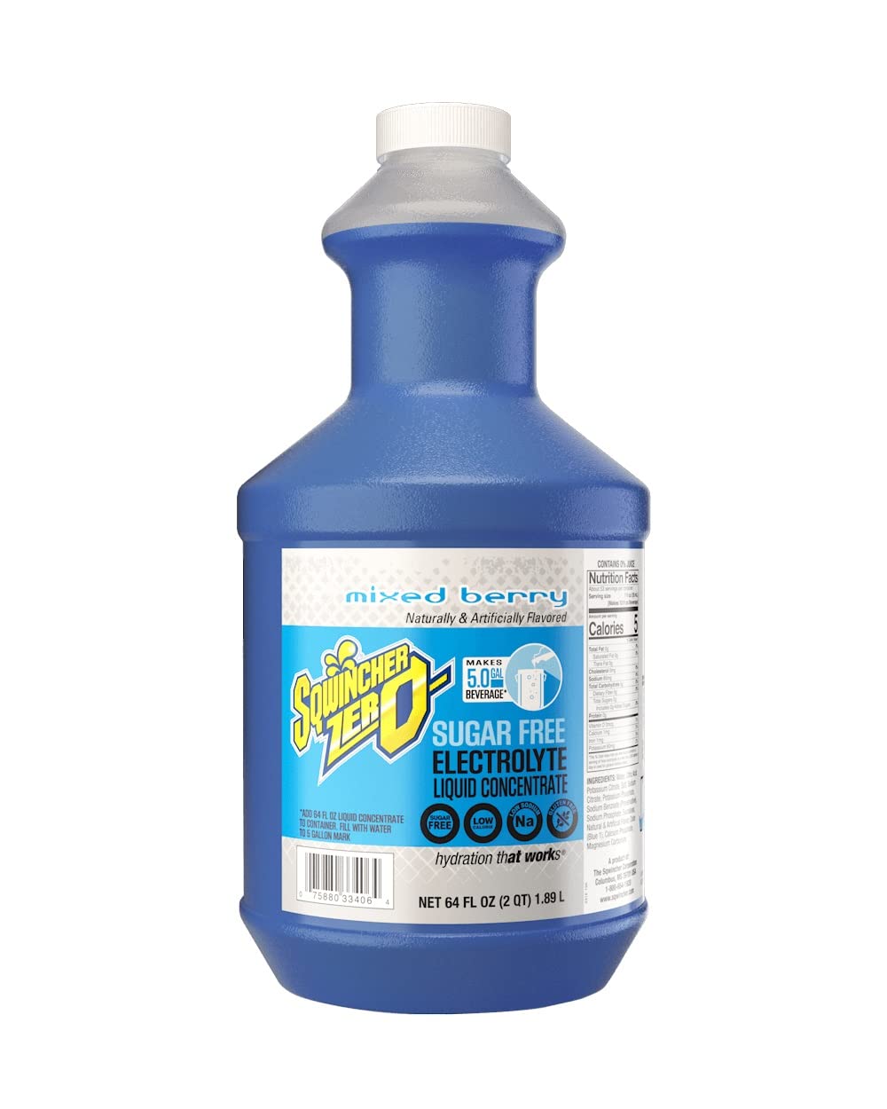 Sqwincher Zero Liquid Concentrate, Mixed Berry, 64 fl oz (Case of 6)