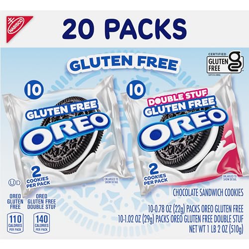 OREO Gluten Free Original & Double Stuf Chocolate Sandwich Cookies Variety Pack, Gluten Free Cookies, 20 Snack Packs (2 Cookies