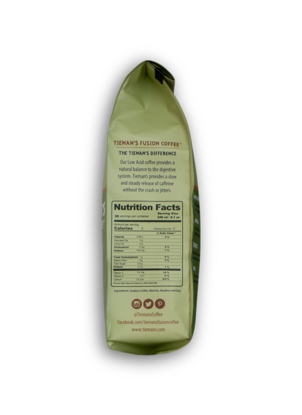 Tiemans Fusion Coffee Ground, Low Acid Medium Roast, 10 Ounce Bag