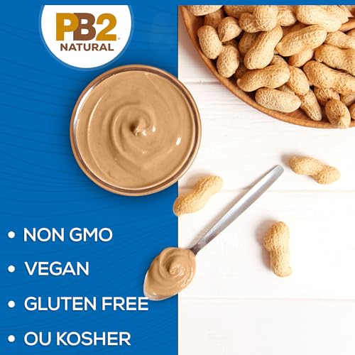Pb2 Natural Creamy Peanut Butter | All Natural Peanut Butter Spread, No Stir, Healthy, Naturally Sweetened With Zero Added Sugar, Certified Gluten Free, Vegan (1-Pound Jar, Pack Of 2)