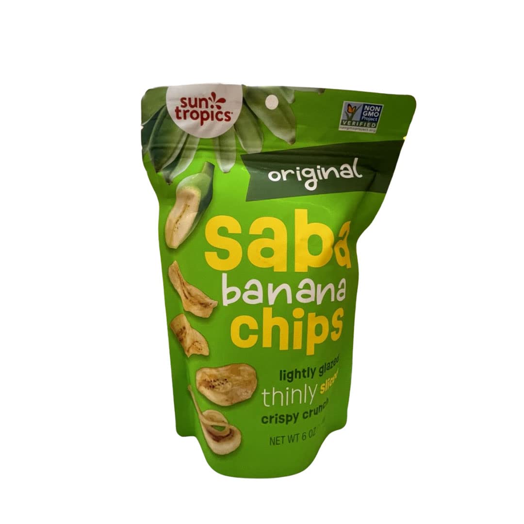 Sun Tropics Island Original Saba Banana Chips (6oz). Delicious all natural sun dried banana chips have a unique crisp and chewy 