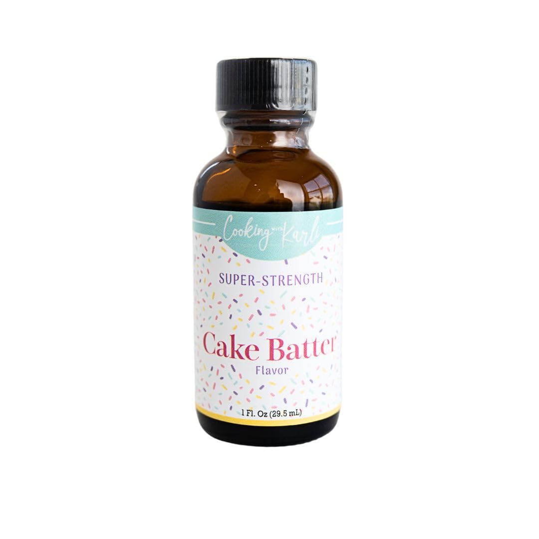 Cooking With Karli Super-Strength Cake Batter Flavoring - Gluten Free & Sugar Free - Bold  Buttery Birthday Cake Flavor - Ideal For Cookies  Frosting  Candies & More - 1 Oz Bottle