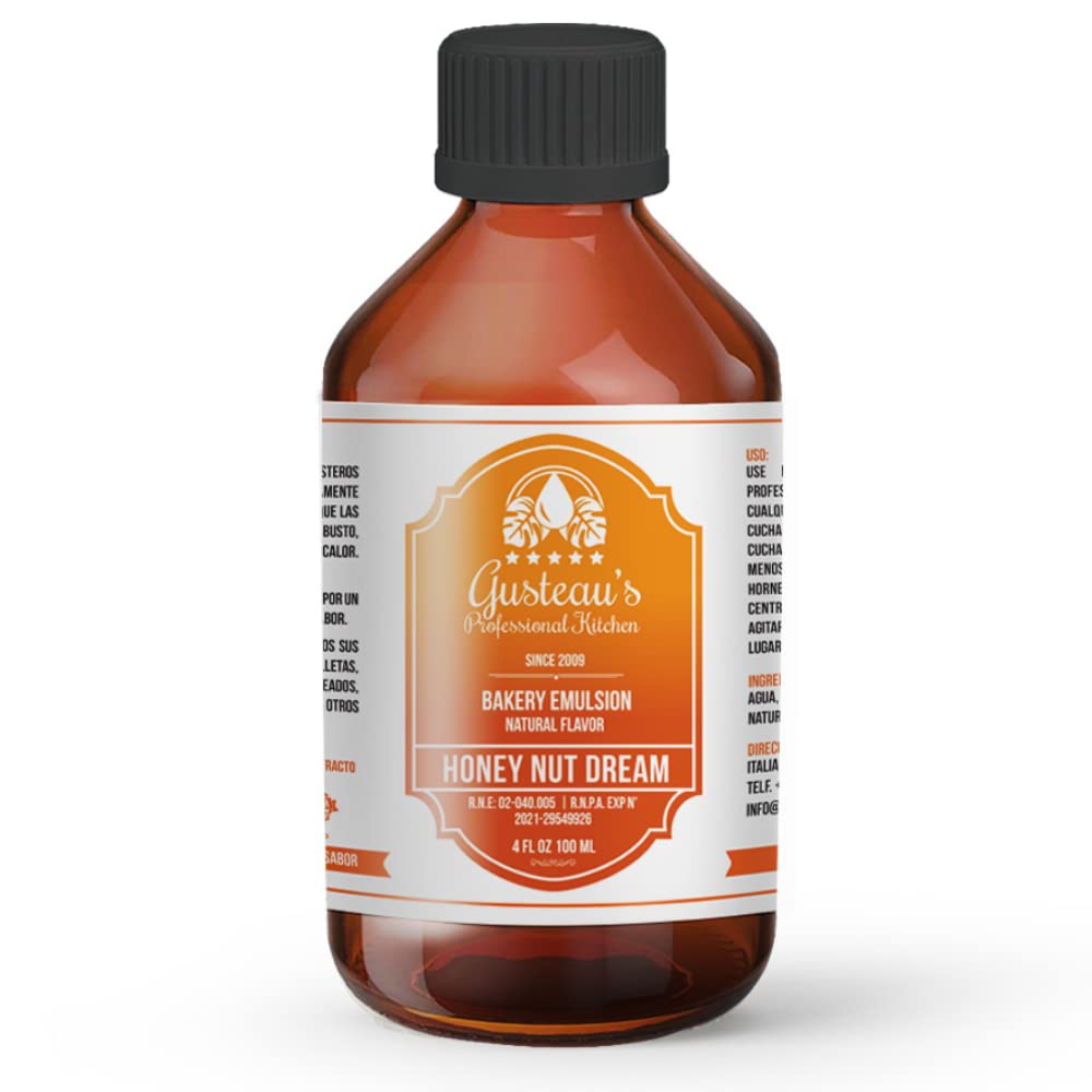 GUSTEAU’S Bakery Emulsion Honey Nut Flavor, 4 fl oz (100ml)