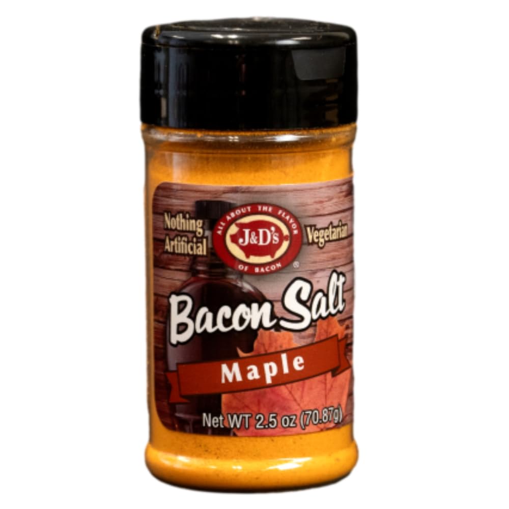 J&Ds Bacon Salt, Maple, 2.5 Ounce, Bacon Flavored Seasoning, Kosher, Vegetarian
