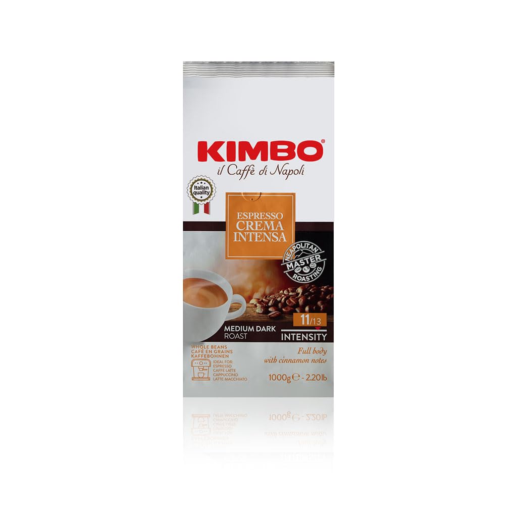 Kimbo Espresso Crema Intensa Whole Bean Coffee | Medium Dark Roast | 11/13 Intensity | Blended & Roasted in Italy | Full Body wi