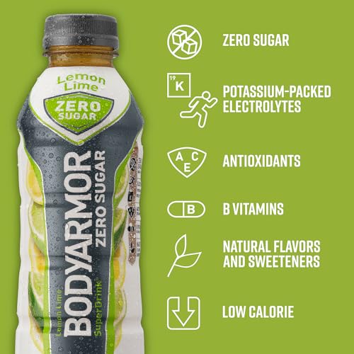 Bodyprotective Covering Zero Sugar Lemon Lime, Sugar Free Sports Drink - Low-Calorie Hydration - Natural Flavors With Potassium Packed Electrolytes, Antioxidants, And B-Vitamins, 16 Fl Oz (Pack Of 12)