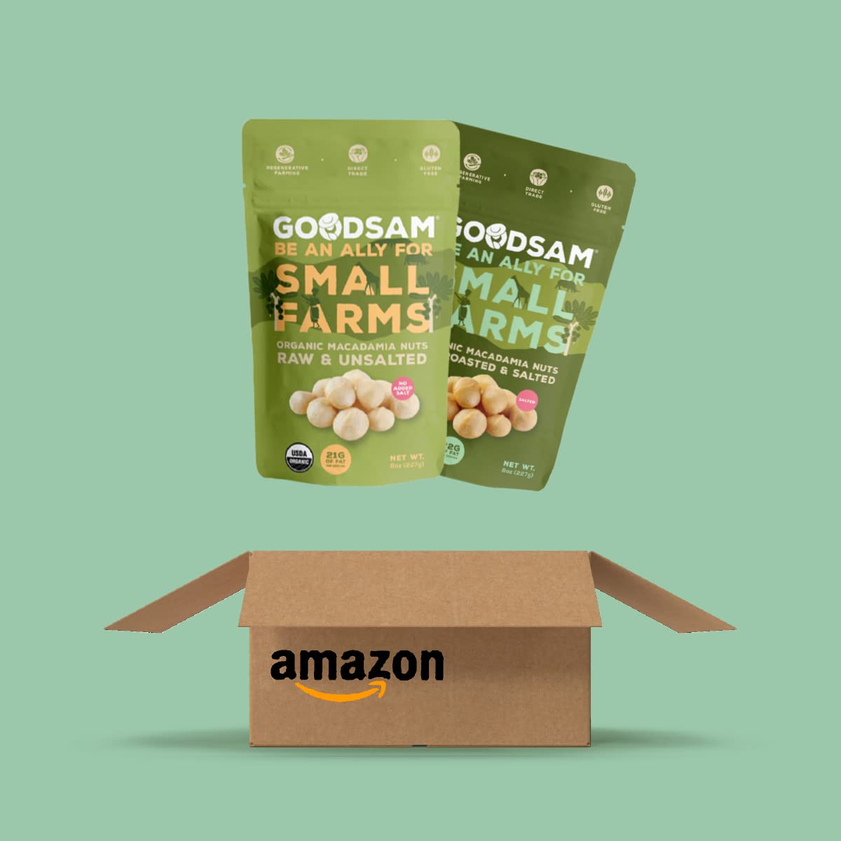 Goodsam Organic Raw Macadamia Nuts 0.5 Lb, Unsalted, Gluten Free, Non Gmo, Vegan, Keto, Regenerative Farming, Direct Trade
